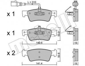 Купити 22-0661-1 Metelli Гальмівні колодки задні Транспортер Т5 (2.5, 3.2) з датчиком зносу
