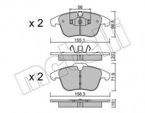 Купить 22-0675-0 Metelli Тормозные колодки передние XC70 (2.4 D, 2.4 D5 XC AWD) без датчика износа