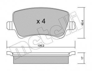 Купити 22-0676-0 Metelli Гальмівні колодки задні XC70 (2.0, 2.4, 2.5, 3.0, 3.2) без датчика зносу