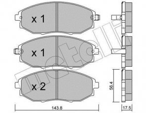 Купити 22-0845-0 Metelli Гальмівні колодки передні Епіка (2.0, 2.0 D, 2.5) с звуковым предупреждением износа