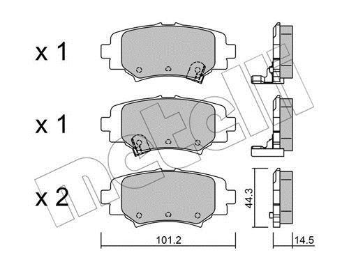 Купити 22-0993-0 Metelli Гальмівні колодки  Mazda 3 BM (1.5, 2.0, 2.2) 