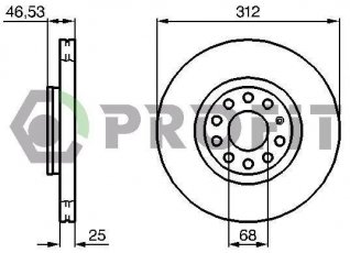 Купити 5010-1707 PROFIT Гальмівні диски Ауді А6 (С4, С5)