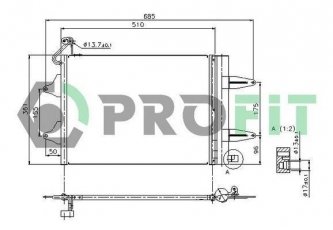Купити PR 9550C1 PROFIT Радіатор кондиціонера Polo (1.2, 1.4, 1.6, 1.8, 1.9)