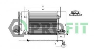 Купить PR 9570C1 PROFIT Радиатор кондиционера Caddy (1.4, 1.6, 1.9, 2.0)