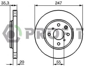 Купити 5010-1527 PROFIT Гальмівні диски Peugeot 107 (1.0, 1.4 HDi)