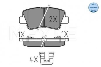 Купити 025 253 3715/W MEYLE Гальмівні колодки задні Hyundai i30 (1.4, 1.6) с звуковым предупреждением износа