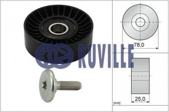 Купить 55952 RUVILLE Ролик приводного ремня Пежо 206 (2.0 16V, 2.0 RC, 2.0 S16), D-наружный: 78 мм, ширина 25 мм