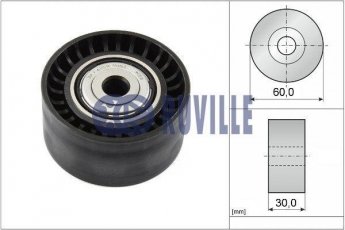 Купить 55619 RUVILLE Ролик приводного ремня Laguna (2.0 dCi, 2.0 dCi GT, 3.0 dCi), D-наружный: 60 мм, ширина 30 мм
