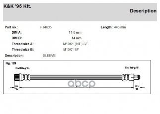 Купити FT4635 K&K - Гальмівний шланг RENAULT