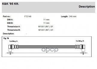Купить FT2146 K&K - Тормозной шланг Renault 11,19,25 83-98 R L&R