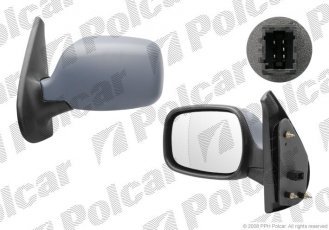 Купить 6061515M Polcar - Зеркало внешнее левая сторона управление электр. крышка под покраску обогреваемое стекло асферичное