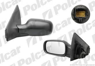 Купить 6012523M Polcar - Зеркало внешнее правая сторона управление электр. черная крышка обогреваемое стекло выпуклое стекло