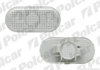 Купить 6019198E Polcar - Указатель поворота боковой обе стороны TYC стекло в точки белый с белым корпусом без рамки ECE RENAU