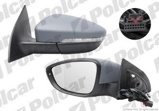 Купить 9511514M Polcar - Зеркало внешнее левая сторона управление электр. под покраску обогреваемое стекло асферичное стекло