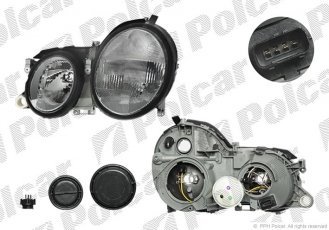 Купить 500410E Polcar - Фара основная правая сторона тип лампы=H7+H7 пневматический ECE MERCEDES CLK-KLASSE (C208)  06.97-02. 500410-E