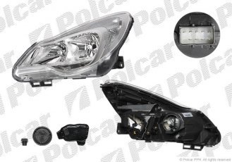 Купити 55B109E Polcar - Фара основна ліва сторона TYC тип лампи=H1+H7 електричний з мотором ECE OPEL CORSA D 01.11-  (PJ)  55B109-E