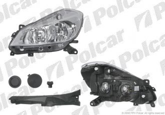 Купити 6055093E Polcar - Фара основна ліва сторона TYC тип лампи=H7+H7 електричний з мотором з кріпильної накладкою ECE RE