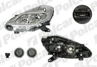 Купить 606410V Polcar - Фара основная правая сторона VALEO тип лампы=H7+H7 электрический без мотора серебряная рамка отражат 606410-V