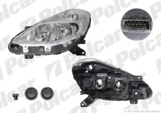 Купить 6064101E Polcar - Фара основная правая сторона TYC тип лампы=H7+H7 электрический с мотором серебряная рамка отражателя