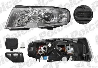 Купить 692509E Polcar - Фара основная левая сторона тип лампы=H3+H3+H7 электрический с мотором ECE SKODA SUPERB (3U4)  02.02-