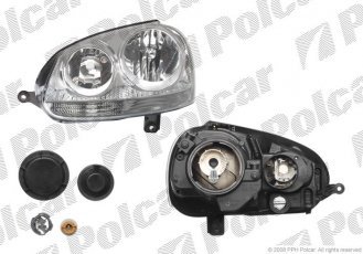 Купить 9513101H Polcar - Фара основная правая сторона HELLA тип лампы=H7+H7 электрический с мотором серебряная рамка отражате
