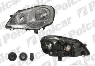 Купить 952710H Polcar - Фара основная правая сторона HELLA тип лампы=H1+H7 электрический с мотором серебряная рамка отражате 952710-H