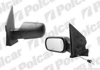 Купить 3257511M Polcar - Зеркало внешнее левая сторона управление механич.  (проводки)  черная крышка стекло выпуклое стекло хро