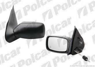 Купить 3210511M Polcar - Зеркало внешнее левая сторона управление механич.  (проводки)  черная крышка стекло выпуклое стекло хро