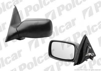 Купить 3207511M Polcar - Зеркало внешнее левая сторона управление механич.  (проводки)  черная крышка стекло выпуклое стекло хро