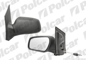 Купить 3202511M Polcar - Зеркало внешнее левая сторона управление механич.  (проводки)  черная крышка стекло выпуклое стекло хро