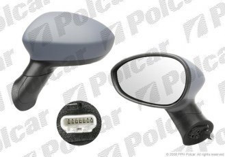 Купить 3024524M Polcar - Зеркало внешнее правая сторона управление электр. крышка под покраску стекло выпуклое стекло хром FI