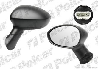 Зеркало внешнее левая сторона управление электр. черная крышка стекло выпуклое 3024513M Polcar –  фото 1