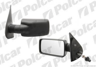 Купить 3026511M Polcar - Зеркало внешнее левая сторона управление механич.  (проводки)  черная крышка стекло плоское стекло хром