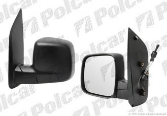 Купити 2391511M Polcar - Дзеркало зовнішнє ліва сторона управління механіч. чорна кришка скло опукле FIAT CITRO N PEUGEOT