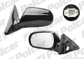 Купить 3810514M Polcar - Зеркало внешнее левая сторона управление электр. крышка серая/под покраску стекло выпуклое стекло хр