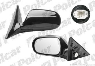 Купить 3810515M Polcar - Зеркало внешнее левая сторона управление электр. крышка черн./под покраску стекло выпуклое стекло хр