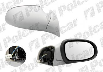 Купить 5005523M Polcar - Зеркало внешнее правая сторона управление электр. крышка под покраску обогреваемое стекло асферичное