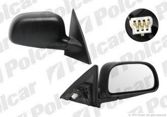 Купить 5231515M Polcar - Зеркало внешнее левая сторона управление электр. черная крышка стекло выпуклое 3 болта MITSUBISHI LA