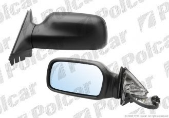 Купить 1316511M Polcar - Зеркало внешнее левая сторона управление механич.  (проводки)  черная крышка стекло плоское стекло хром