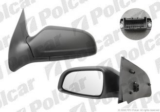 Купить 5509511M Polcar - Зеркало внешнее левая сторона управление механич.  (проводки)  черная крышка стекло асферичное стекло х