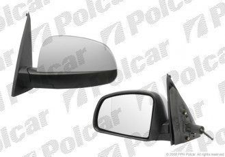 Купить 5559512M Polcar - Зеркало внешнее левая сторона управление механич.  (проводки)  крышка под покраску стекло выпуклое стек