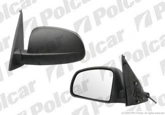 Купить 5559511M Polcar - Зеркало внешнее левая сторона управление механич.  (проводки)  черная крышка стекло асферичное стекло х