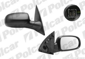 Купить 5556525M Polcar - Зеркало внешнее правая сторона управление электр. черная крышка обогреваемое стекло выпуклое стекло