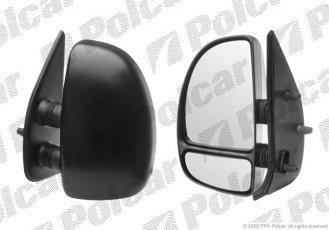 Купить 5702512M Polcar - Зеркало внешнее левая сторона управление ручное черная крышка стекло выпуклое стекло хром короткие C