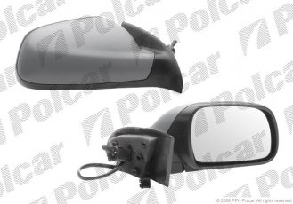 Купить 5710522M Polcar - Зеркало внешнее правая сторона управление механич.  (проводки)  крышка под покраску стекло выпуклое сте