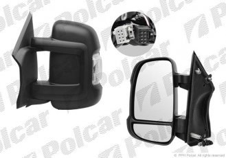 Купить 5770511M Polcar - Зеркало внешнее левая сторона управление ручное черная крышка короткое стекло выпуклое стекло хром д