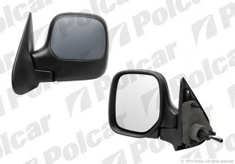 Купить 5790512M Polcar - Зеркало внешнее левая сторона управление механич.  (проводки)  крышка под покраску стекло выпуклое стек