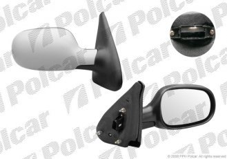 Купить 6011524M Polcar - Зеркало внешнее правая сторона управление электр. крышка под покраску обогреваемое стекло выпуклое с