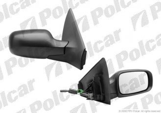 Купить 6012521M Polcar - Зеркало внешнее правая сторона управление механич.  (проводки)  черная крышка стекло выпуклое стекло хр