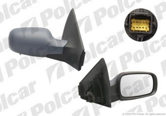 Купить 6012524M Polcar - Зеркало внешнее правая сторона управление электр. крышка под покраску обогреваемое стекло выпуклое с